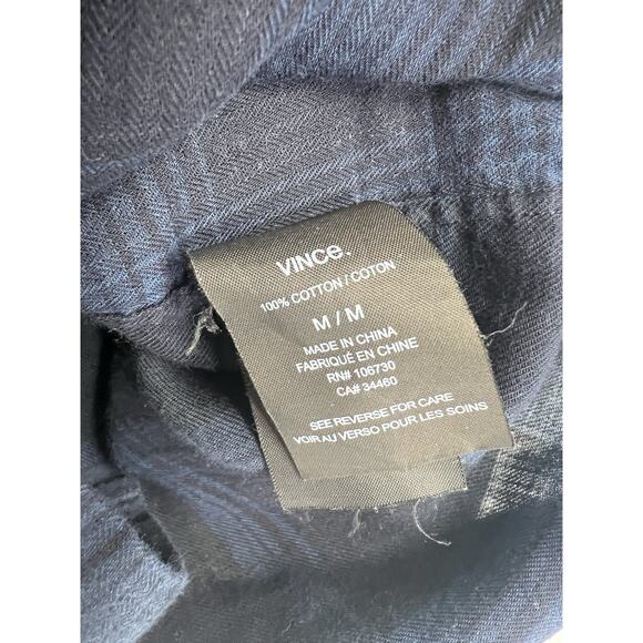 Vince Blue Black Plaid Button Down 100% Cotton Casual Medium - Picture 4 of 4